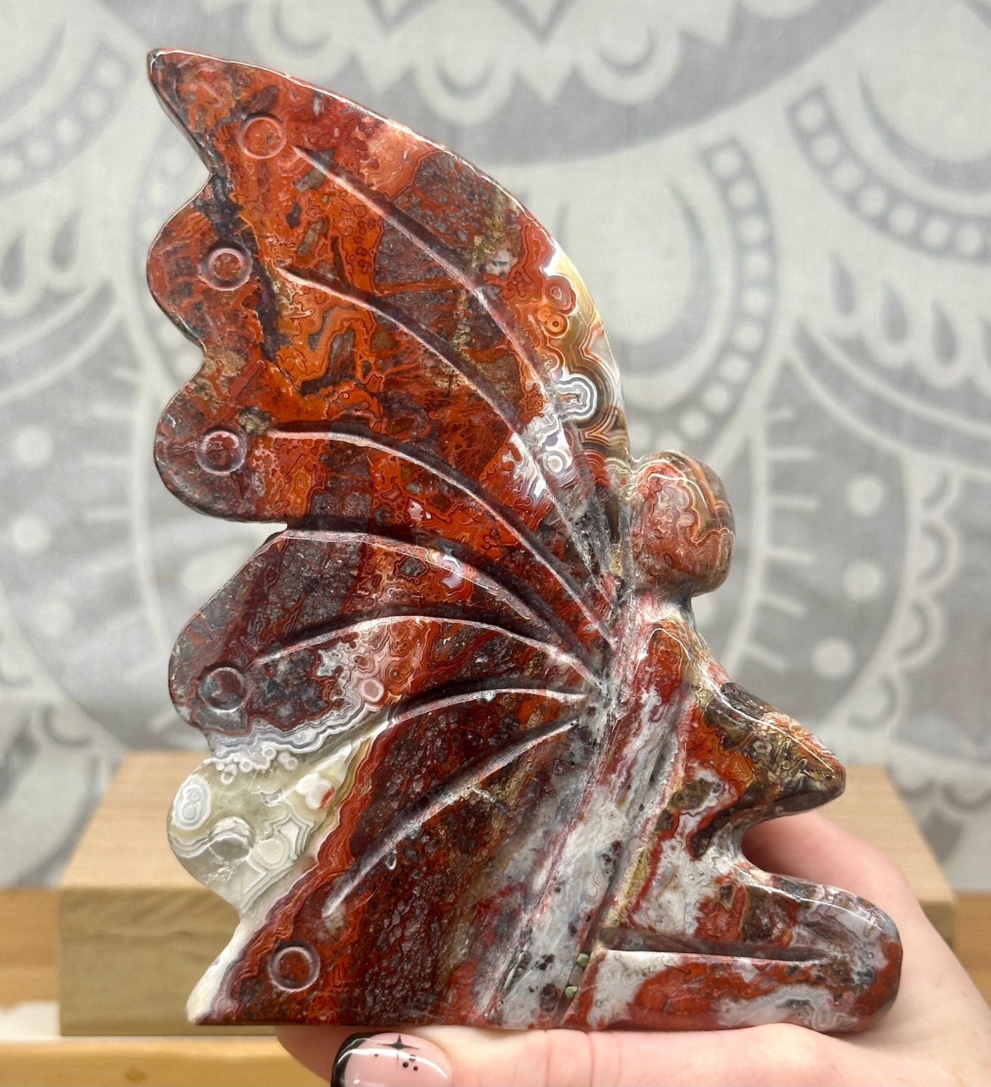 Mexican Agate Fairy Carving