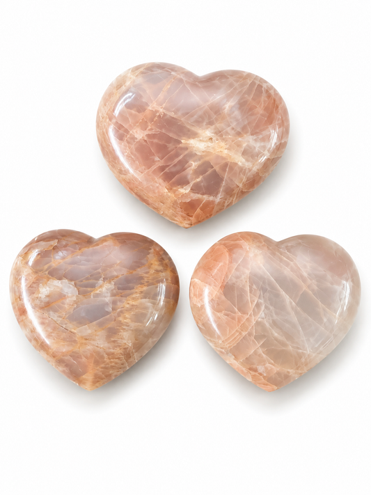 Large Peach Moonstone Hearts