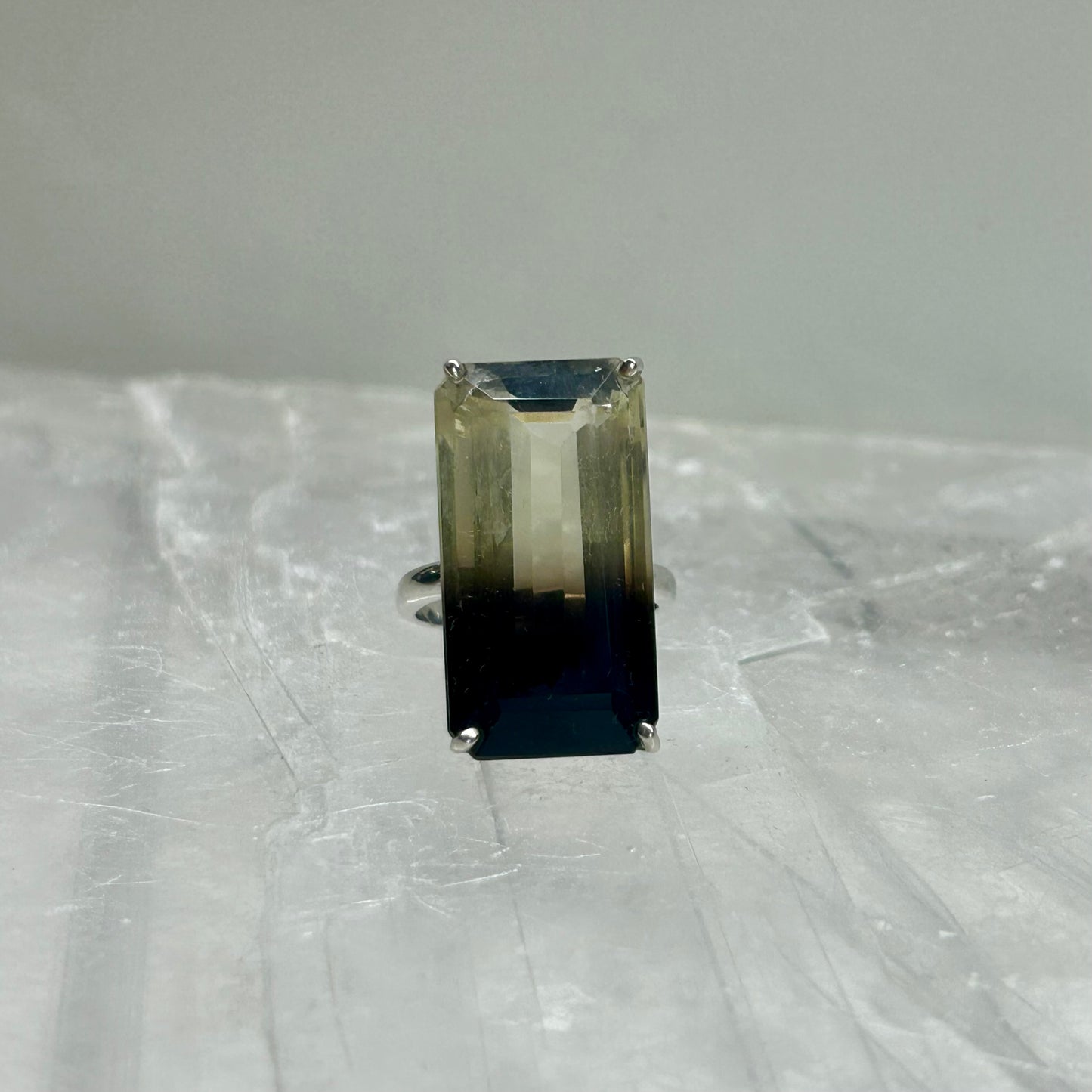 Smokey Quartz & Citrine Ring (SIZE- P/Q)