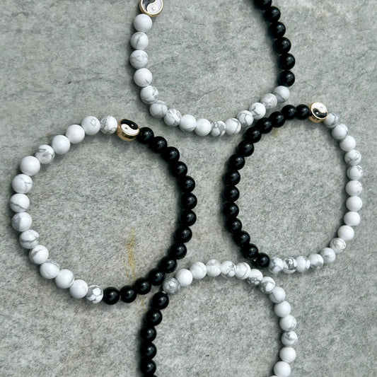 Ying & Yang Howlite & Obsidian Bracelet