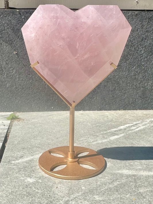 Rose Quartz heart on stand