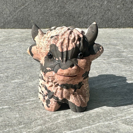 Picture Jasper Highland Cow Carving