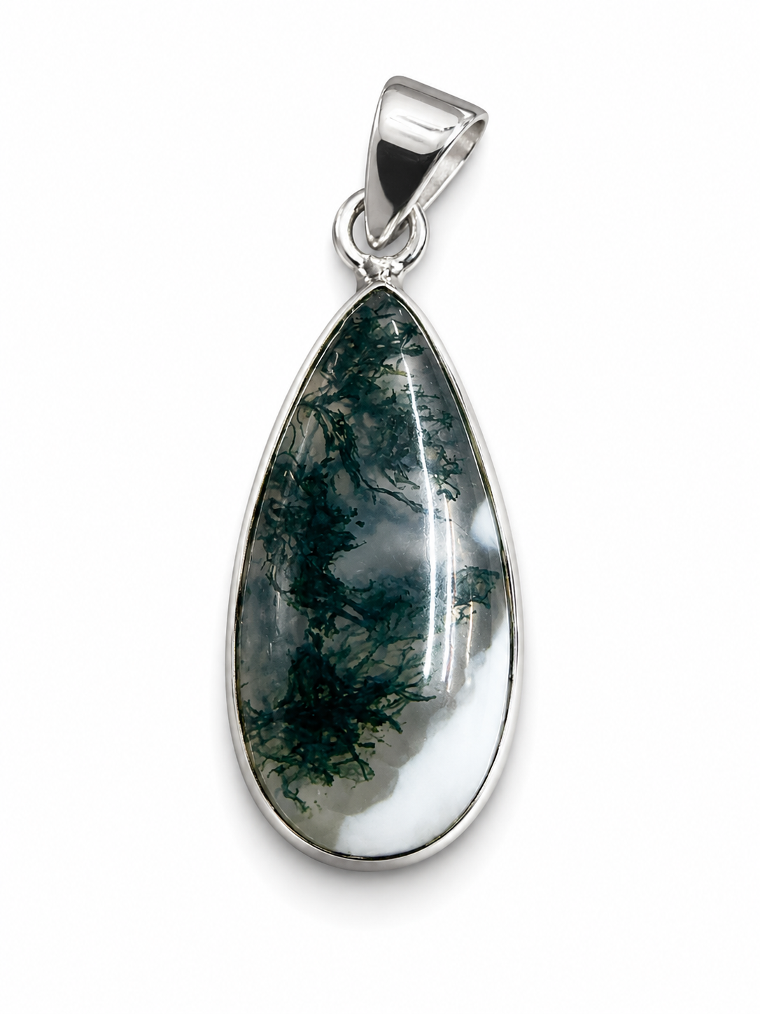 Moss Agate Teardrop 925 Pendants