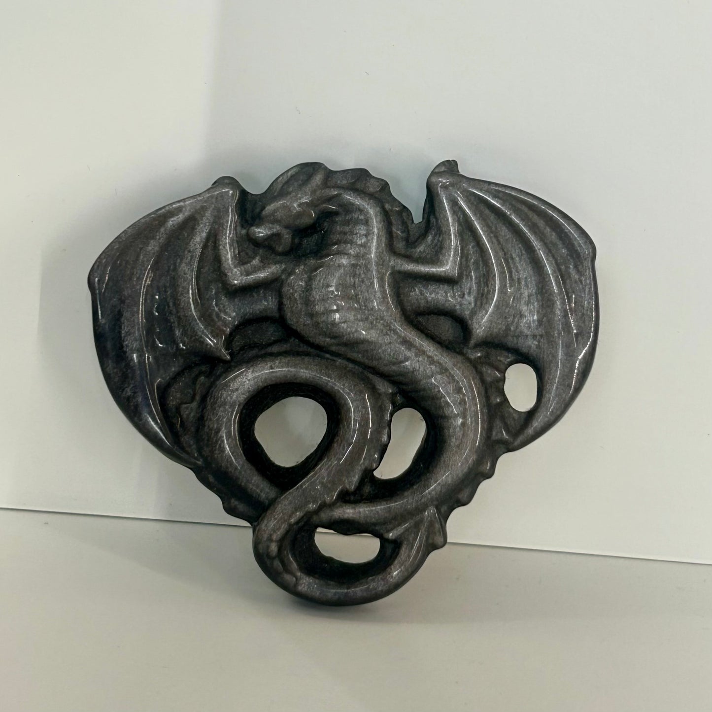 Silver Sheen Obsidian Dragons