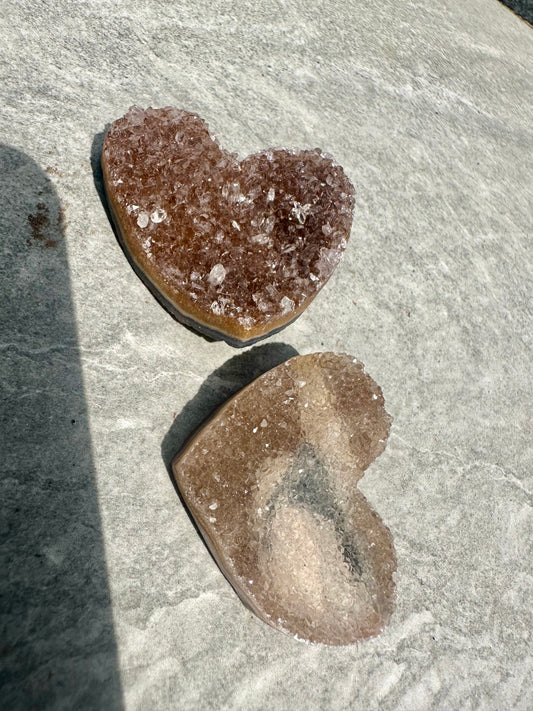 Amethyst hearts crystals