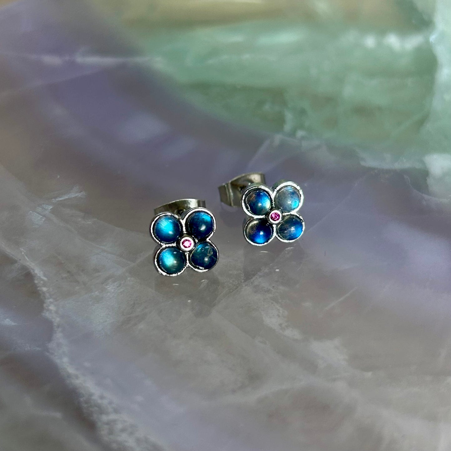 Labradorite Clover 925 Stud
