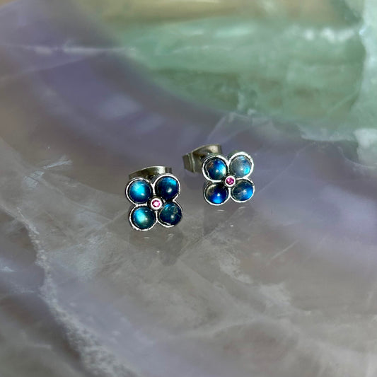 Labradorite Clover 925 Stud