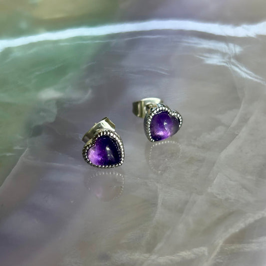 Amethyst Hearts 925 Stud