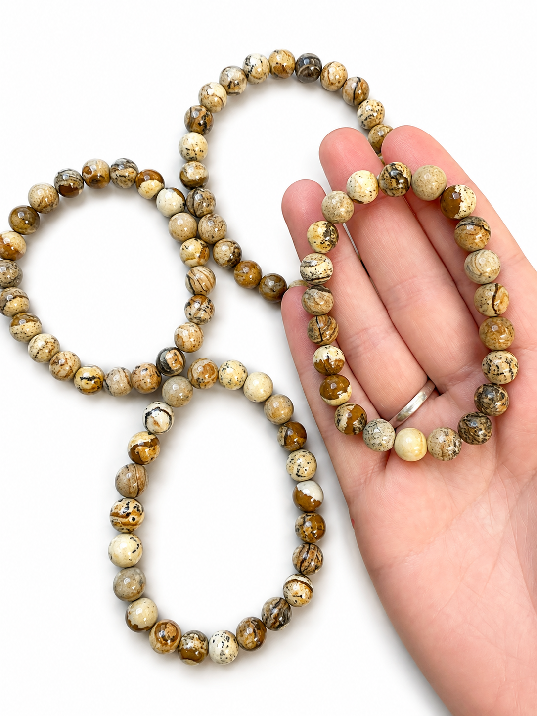 Picture Jasper 8mm Crystal Bracelets