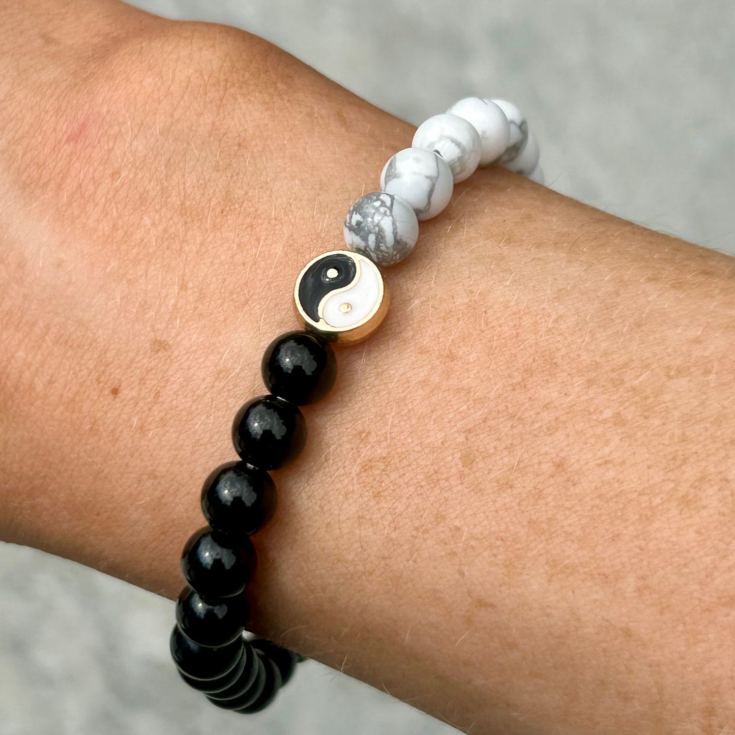 Ying & Yang Howlite & Obsidian Bracelet