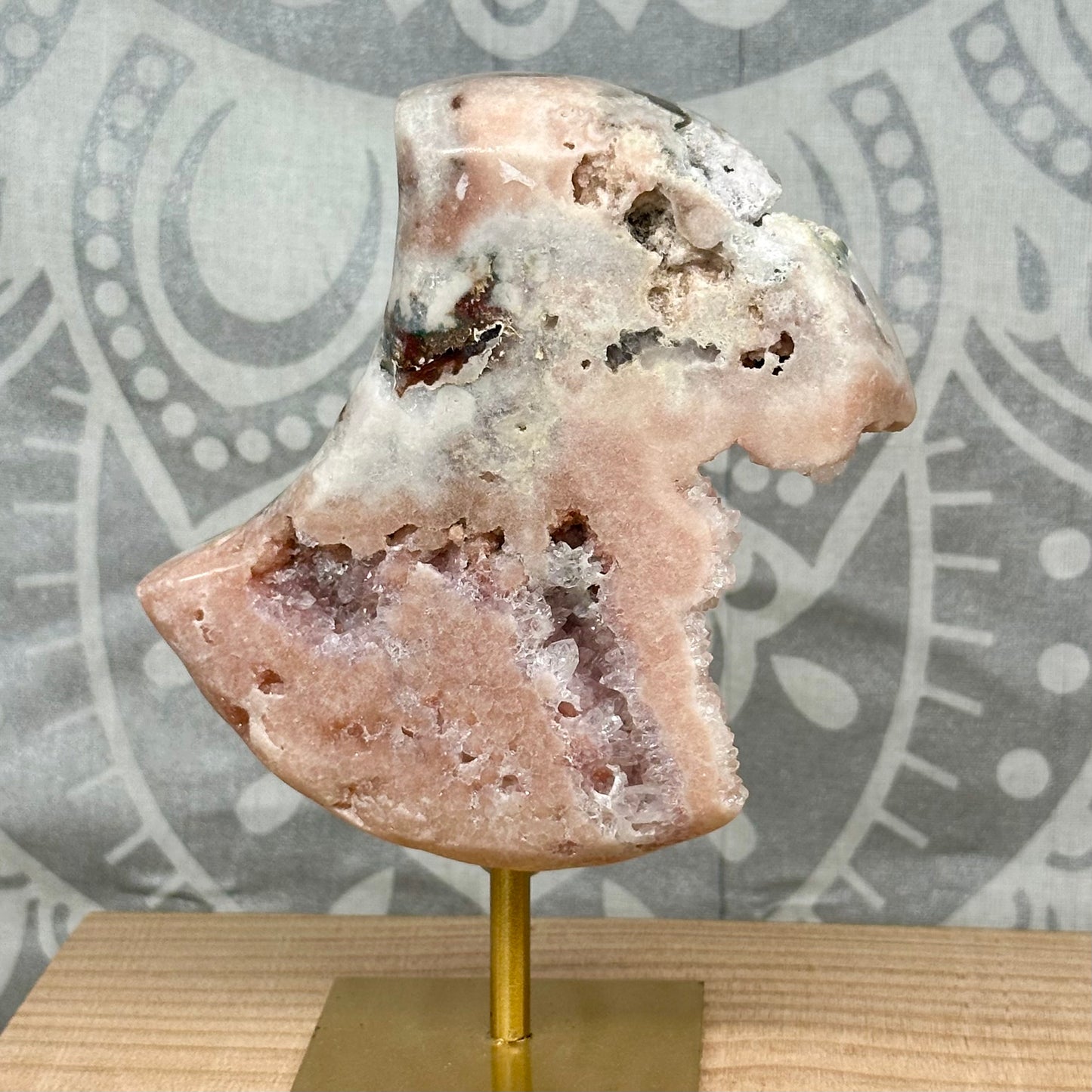 Pink Amethyst Moon On Stand