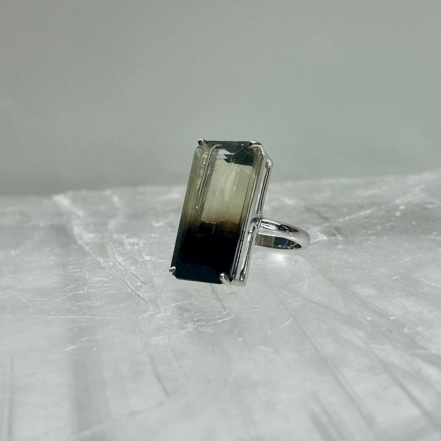 Smokey Quartz & Citrine Ring (SIZE- P/Q)