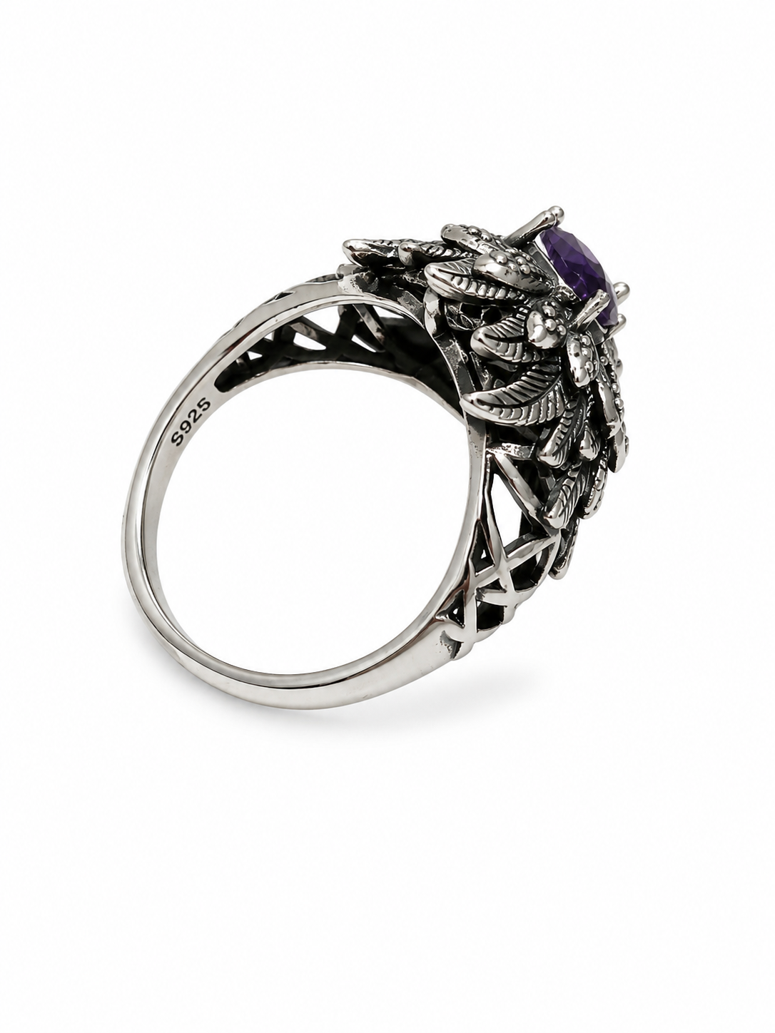 Amethyst Medusa Head Adjustable Ring