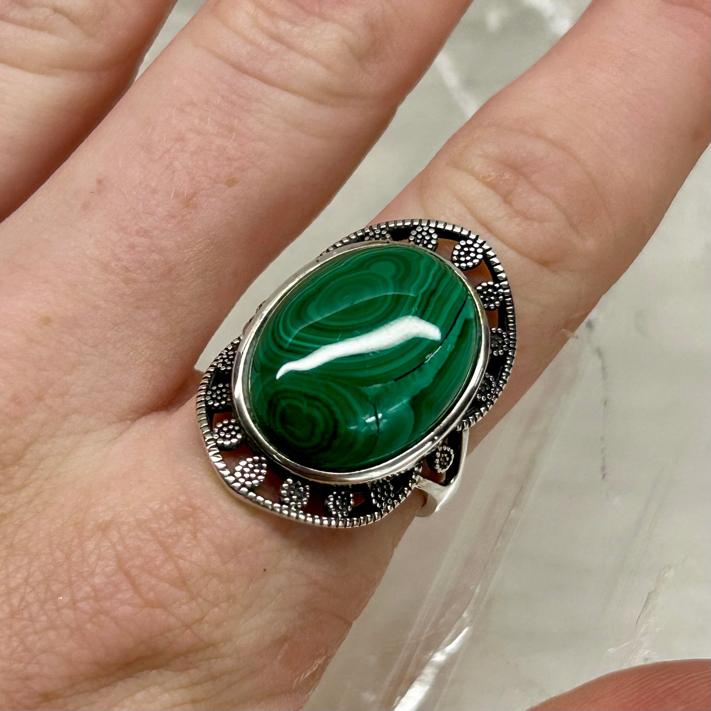 Malachite Adjustable Ring