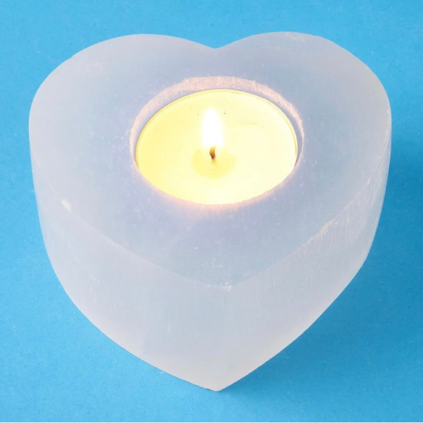 Selenite Heart Tea Light Holder