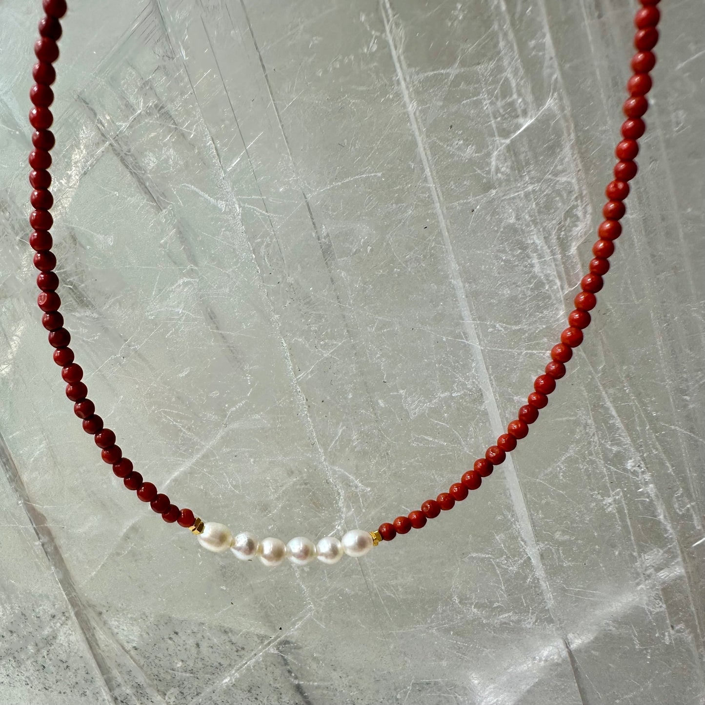 Carnelian And Perl Bedded Necklace