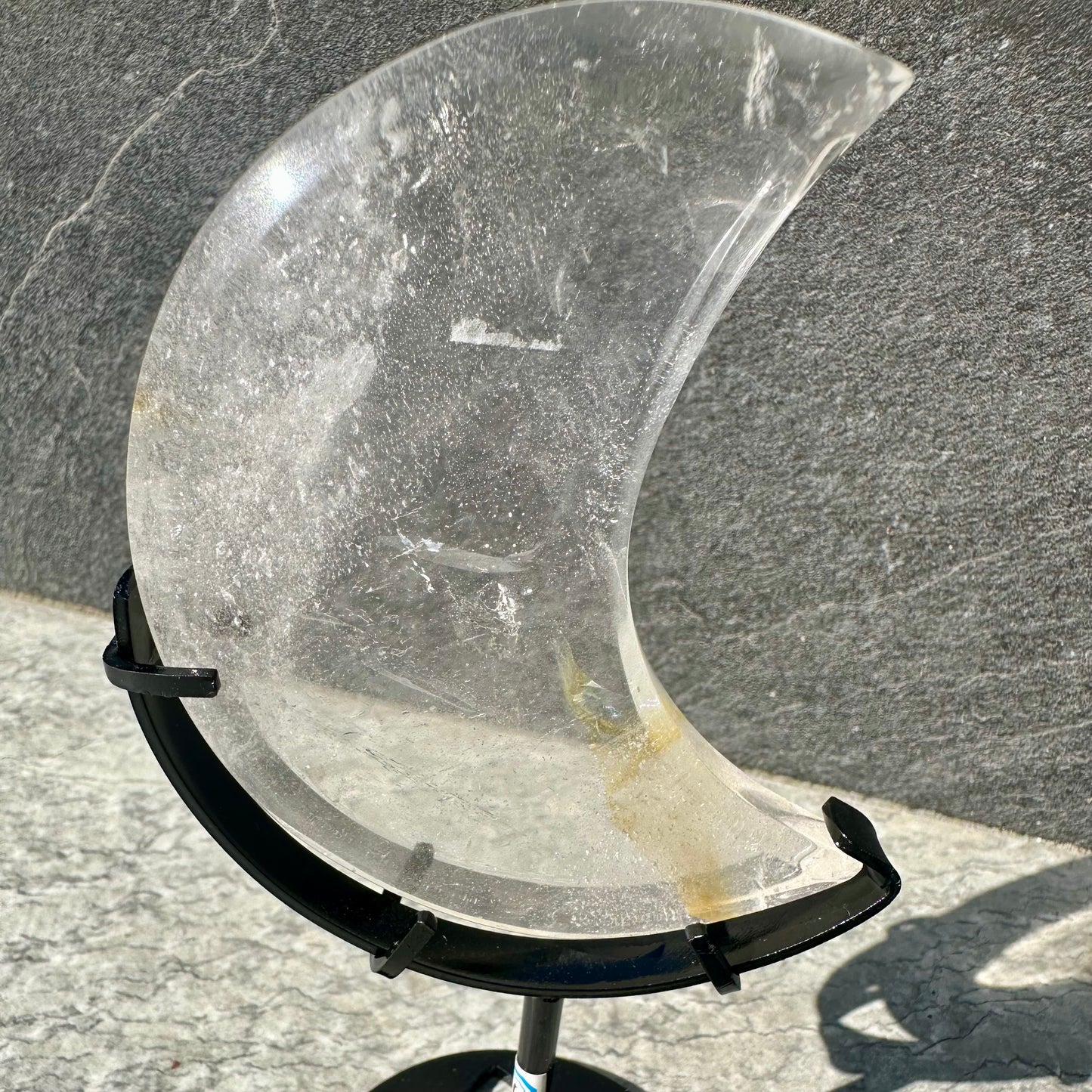 Clear Quartz Moon On Stand