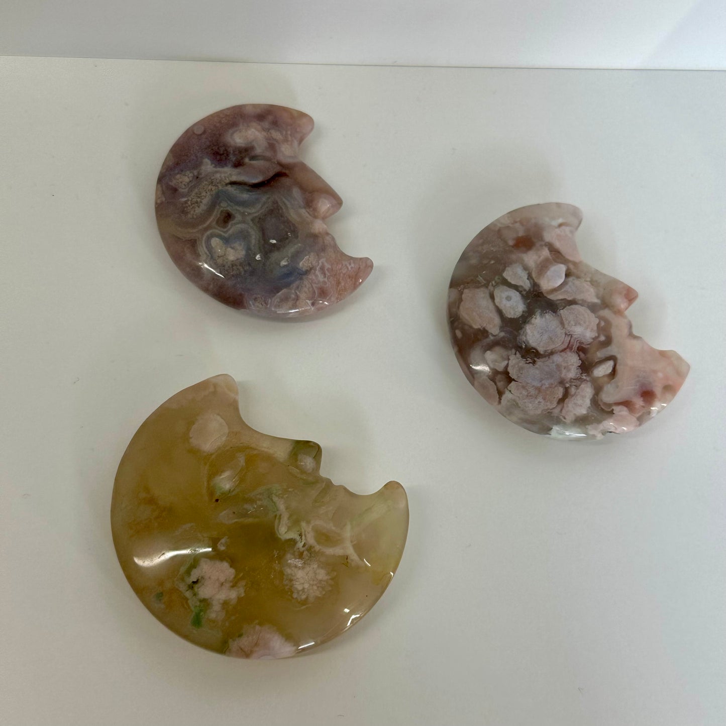 Flower Agate Moons With Face