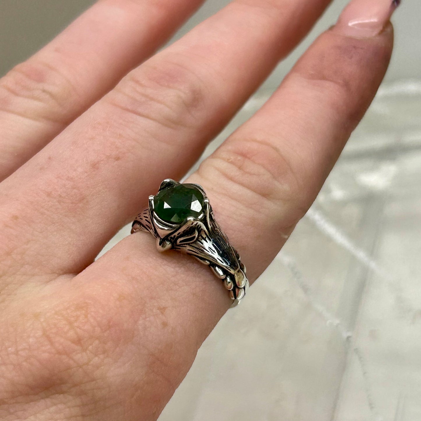 Moss Agate Adjustable Ring