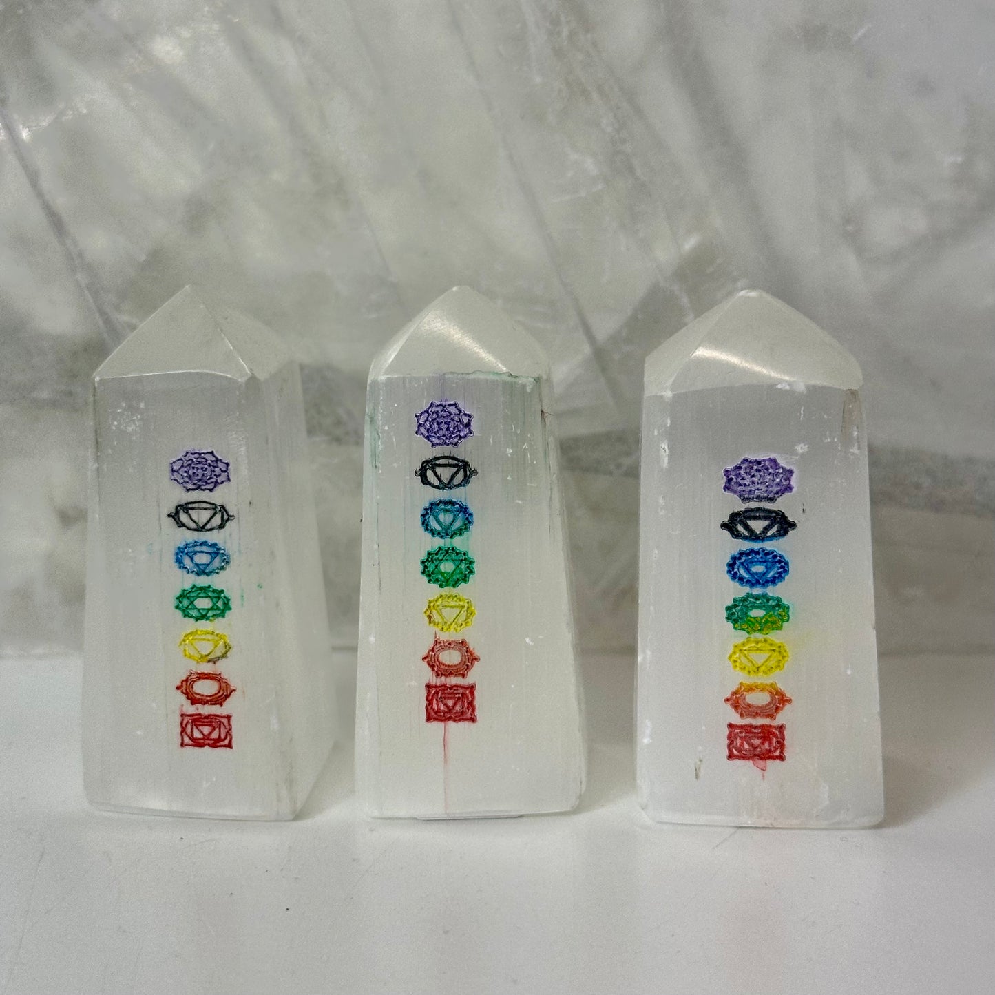 Selenite Chakra Towers