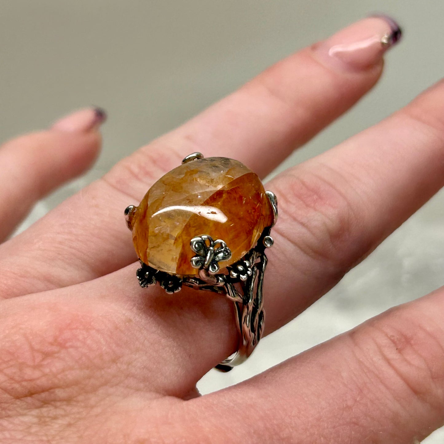 Fire Quartz Adjustable Ring