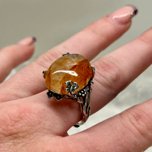 Fire Quartz Adjustable Ring