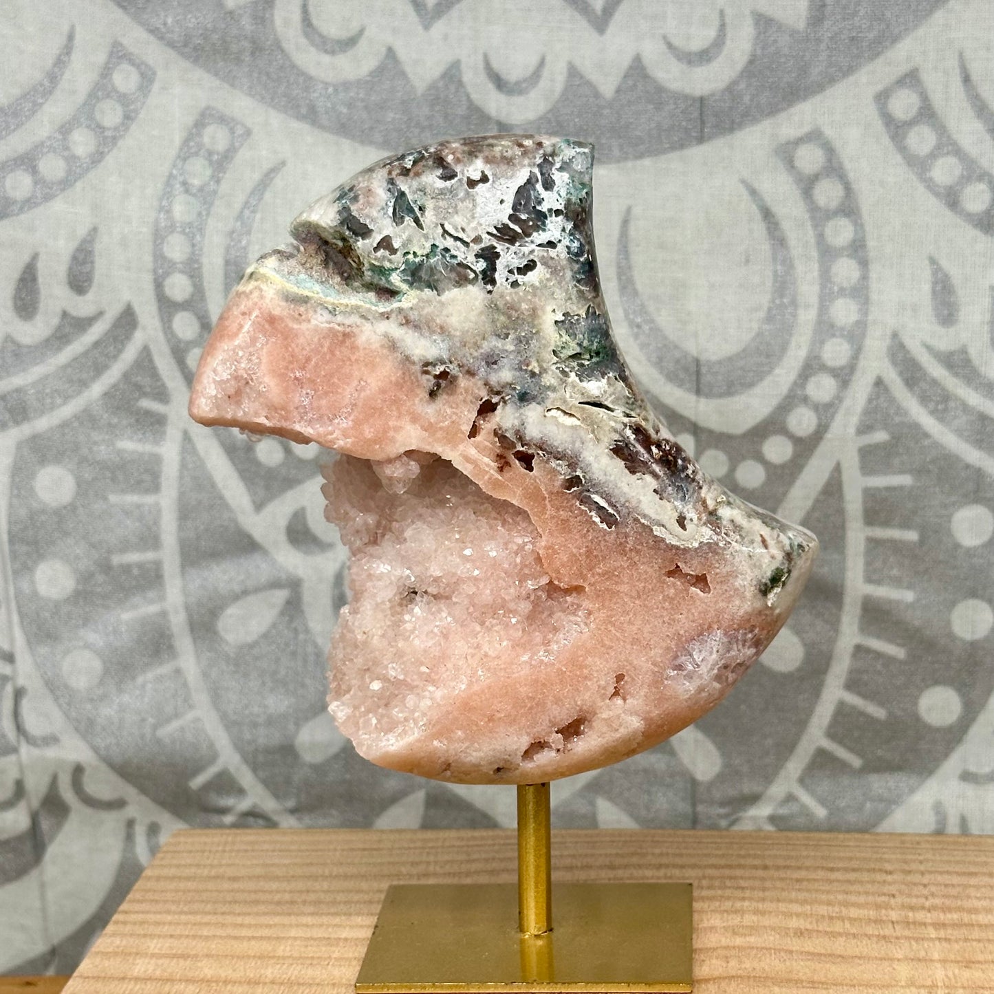 Pink Amethyst Moon On Stand