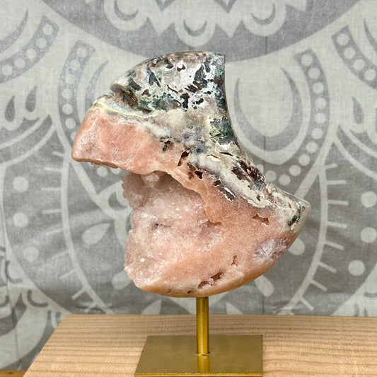 Pink Amethyst Moon On Stand