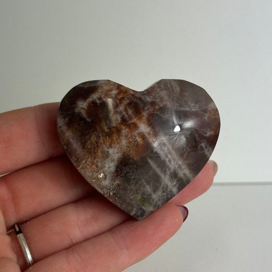 Black MoonStone & Sunstone Hearts