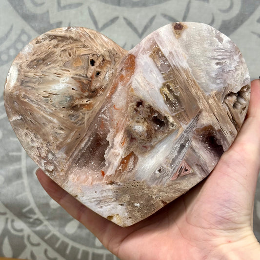 Ritualised Pink Amethyst Heart On Stand