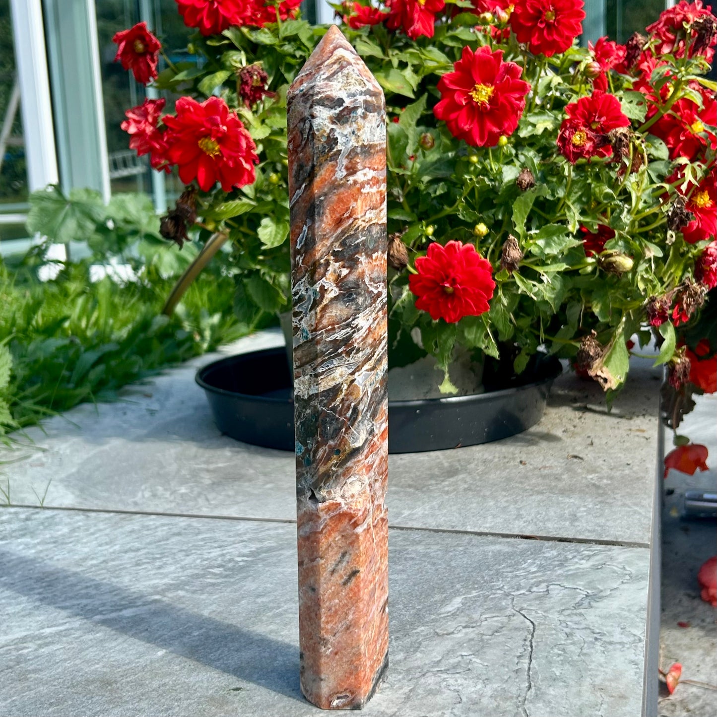Large Sunstone & Blue Apatite Tower
