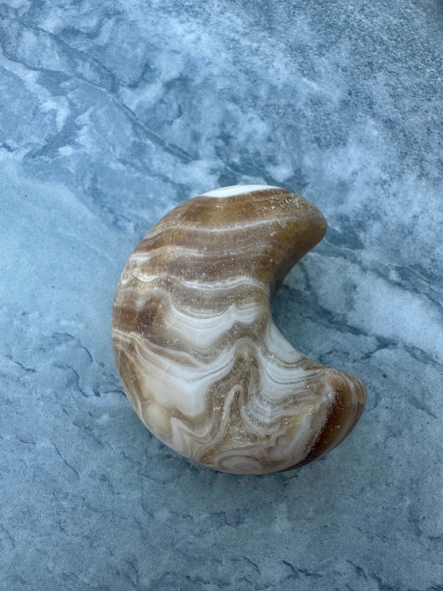 Honey Calcite Moon Carvings