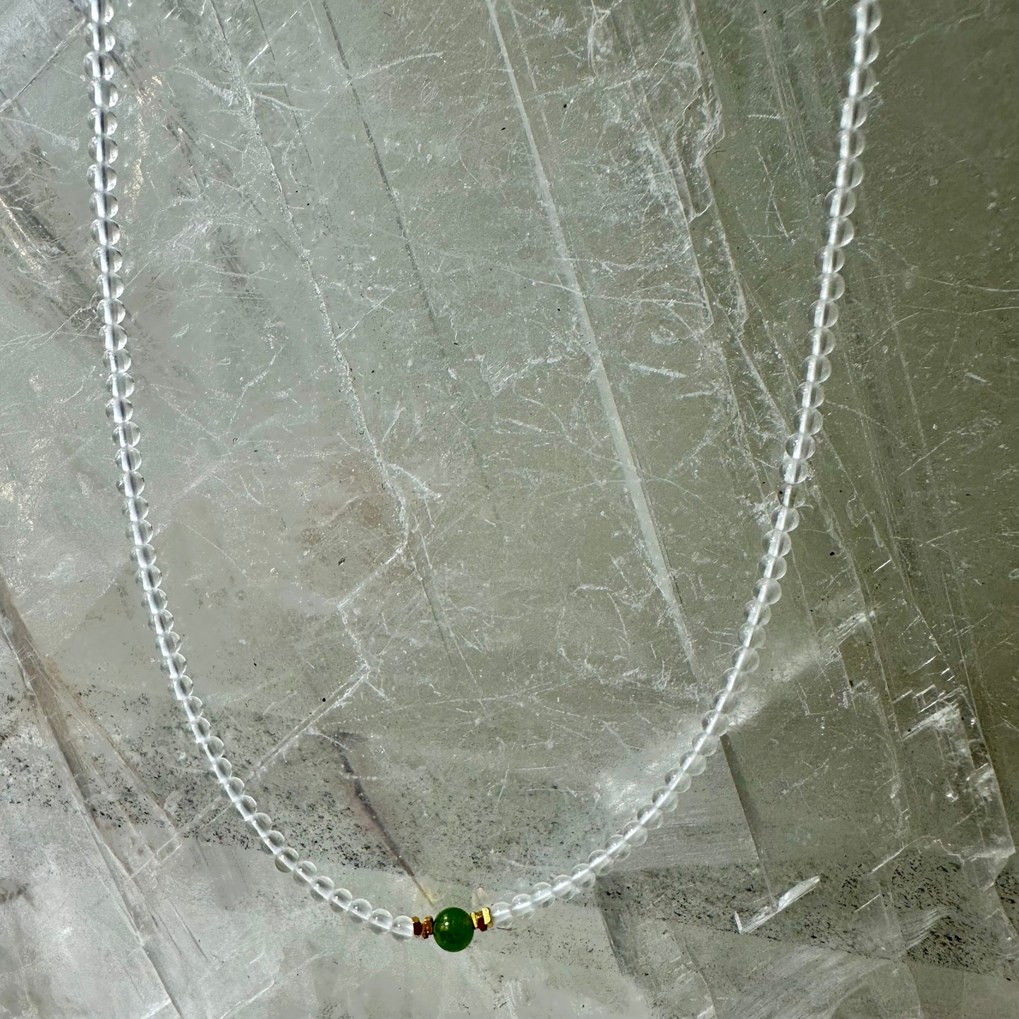 Quartz And Jade Bedded Necklace