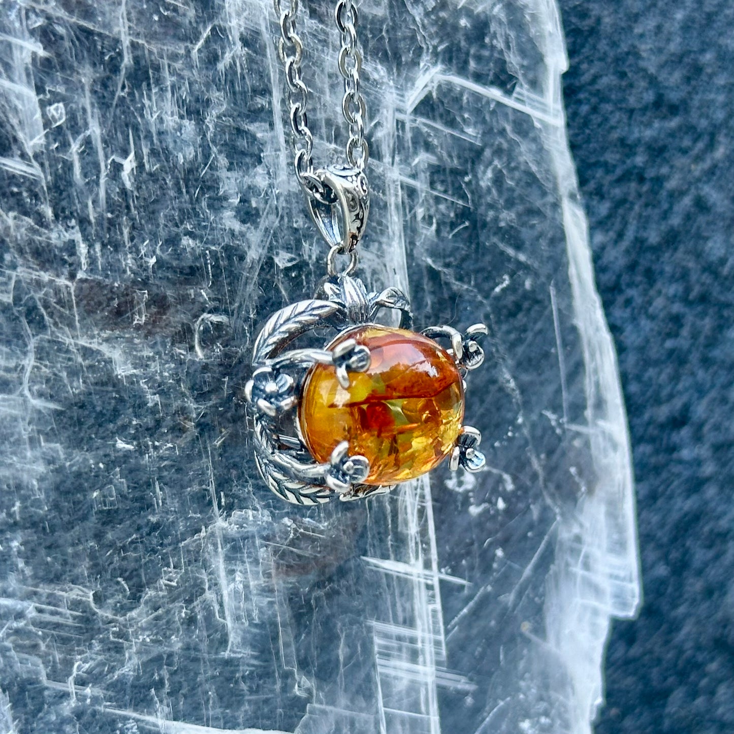 Ornate 925 Amber Pendant