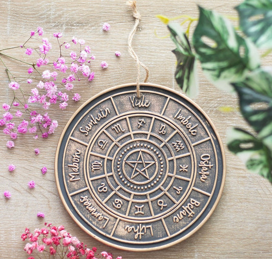 Bronze Wheel Of The Year Hanging Terracotta Plaque
