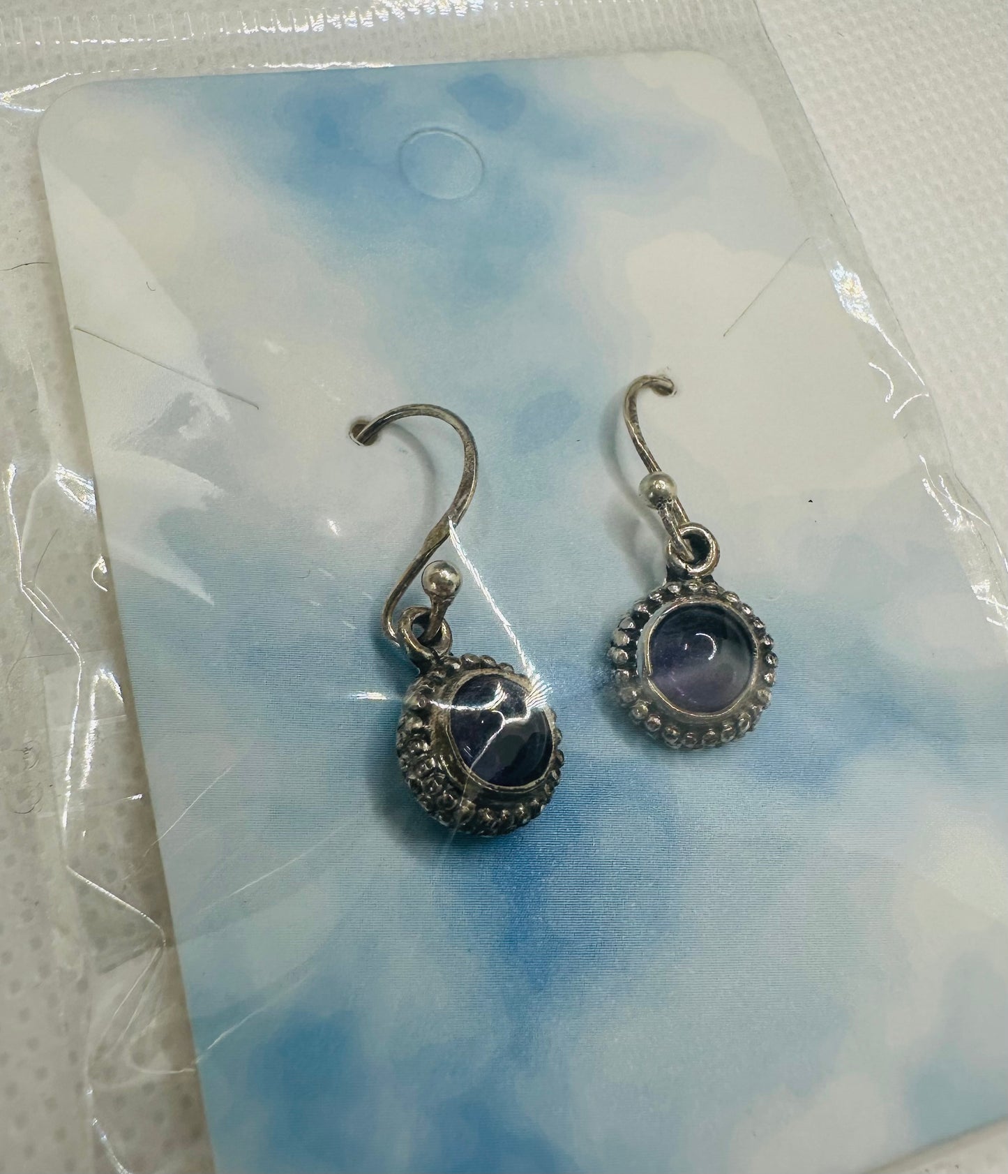 Silver Earring Amethyst Stone