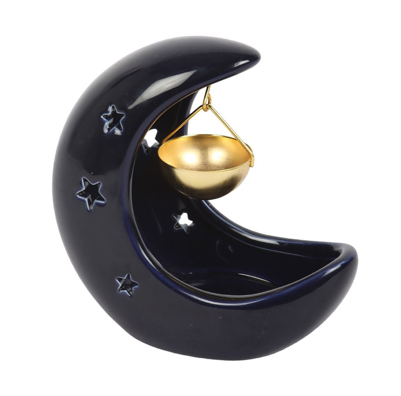 Blue Crescent Moon Hanging Oil Burner