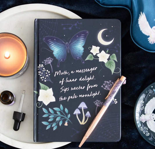 Midnight Moth A5 Journal With Amethyst Pen