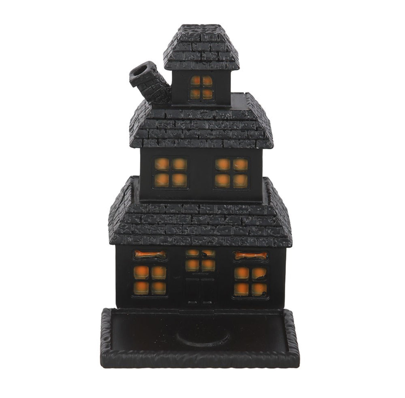 Black Haunted House Incense Cone Holder