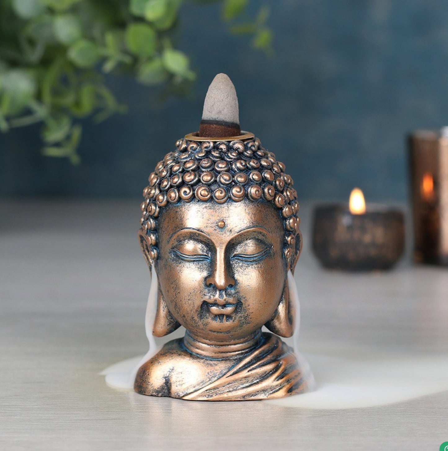 Bronze Buddha Head Backflow Incense Burner