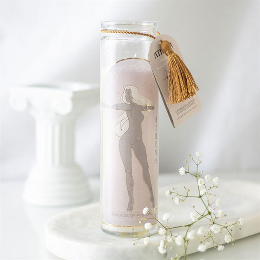 Athena Goddess Tube Candle With Clear Quartz