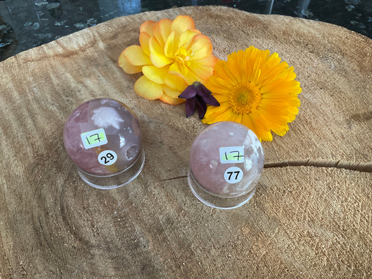 Rose Quartz & Flower Agate Spheres (100g)