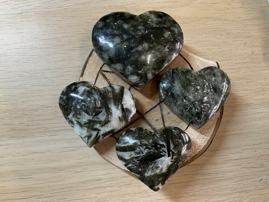 Green Tourmaline Hearts