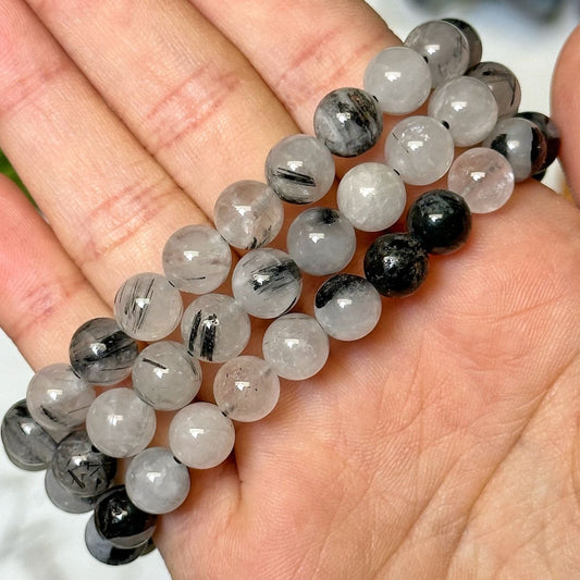 Quartz & Tourmaline 8mm Bracelet
