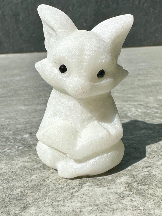 White Jade Fox Carving