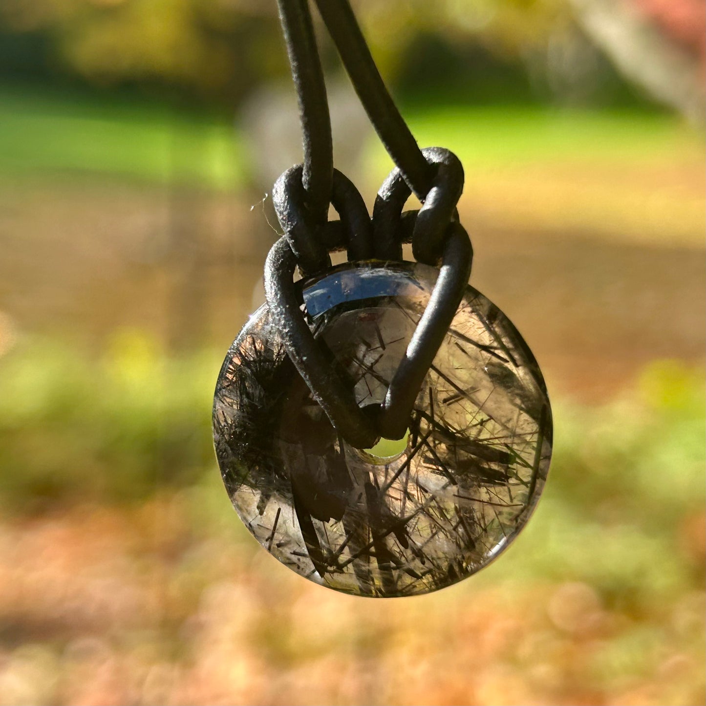 Tourmalated Quartz Donut Pendants