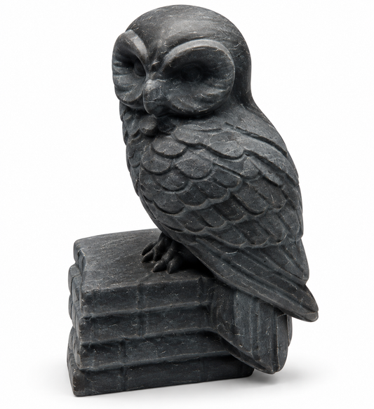Obsidian Owl On Books 9.5cm 284g