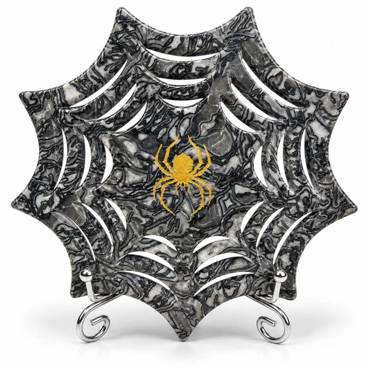 Picture Jasper Spider Web Carving 16cm 260g
