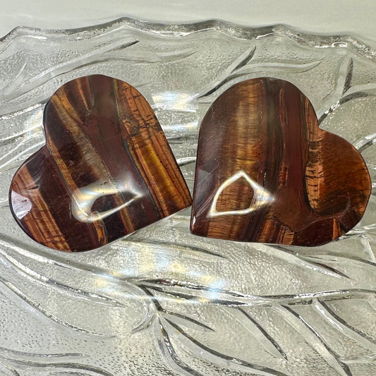 Red Tigers Eye Hearts