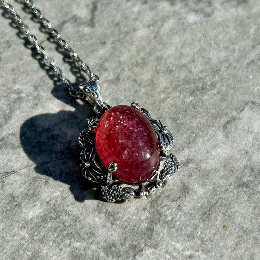 925 Strawberry Quartz Pendant